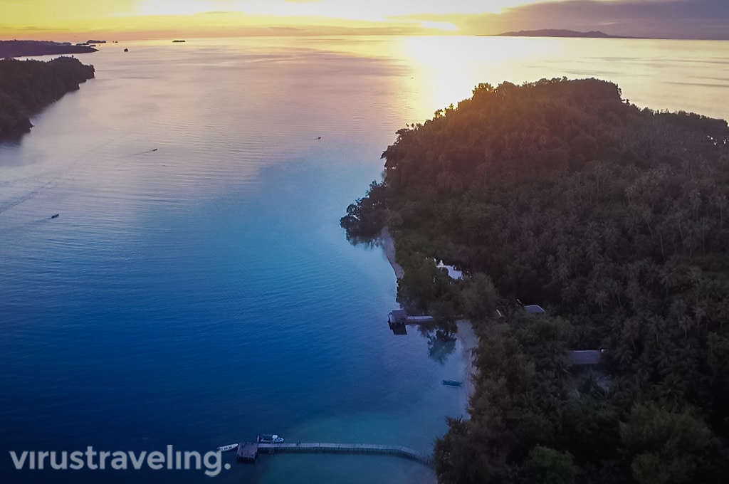 Drone View Sunset di Pulau Katupat